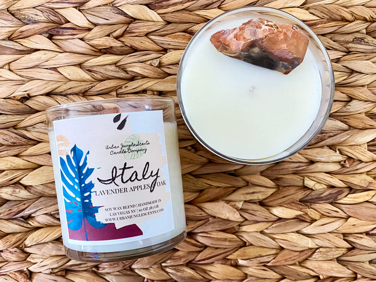 Italy- Lavender Apple and Oak Crystal Scented Candle